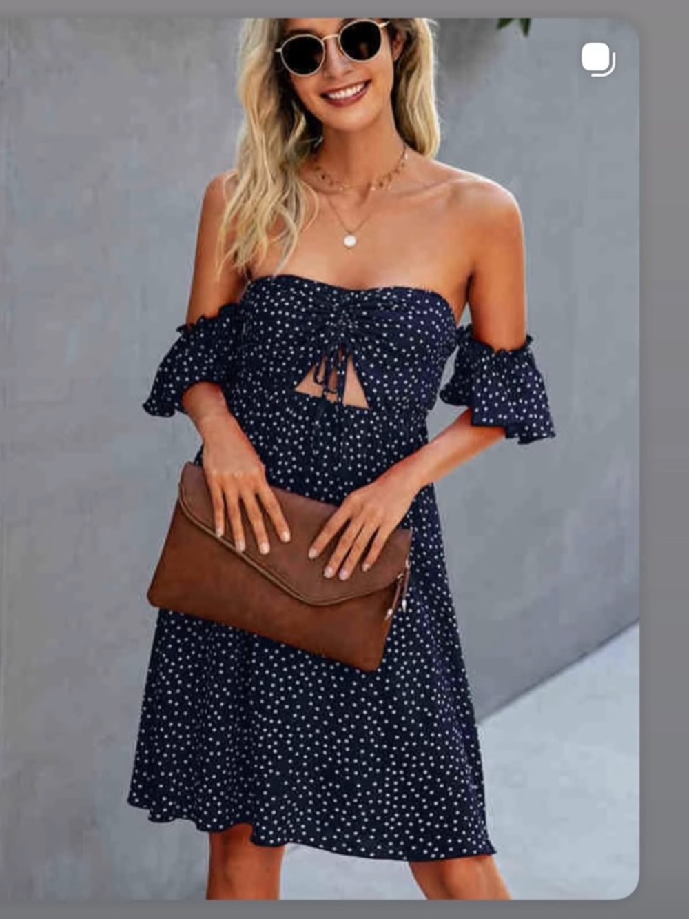 Strapless Navy Polka Dot Summer Dress